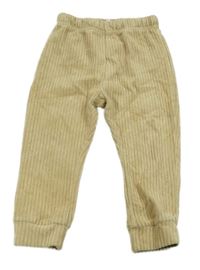 Béžové žebrované sametové tepláky 