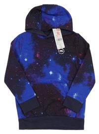 Nové - modro-vínová vzorovaná mikina s kapucí F&F