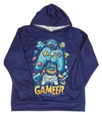 Fialová lehká mikina s ovladačem a kapucí 