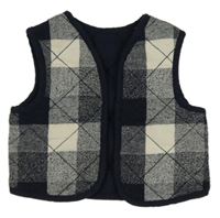 Tmavomodro-bílá kostkovaná tepláková prošívaná vesta Tu