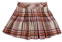 Růžovo-hnědo-smetanová kostkovaná vlněná sukně Matalan