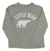 Šedé melírované triko s nápisem a medvědem Primark