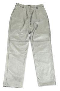 Stříbrné koženkové kalhoty F&F