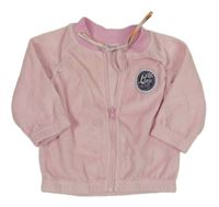 Světlerůžová sametová propínací mikina s nášivkou DIRKJE