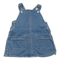 Modré laclové riflové šaty s kapsami 