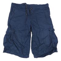 Tmavomodré plátěné kraťasy s kapsami C&A