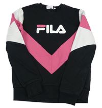 Černo-růžovo-bílá mikina s logem fila