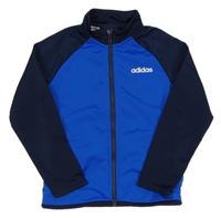 Modro-tmavomodrá sportovní propínací mikina s logem Adidas
