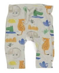 Bílo-barevné lehké tepláky se zvířátky Matalan