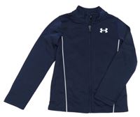 Tmavomodrá sportovní funkční propínací mikina s logem Under Armour