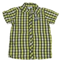 Zeleno-khaki-bílá kostkovaná košile s nápisem Topolino