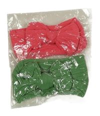 Nové - 2x čelenka s mašlí - zelená + růžová 