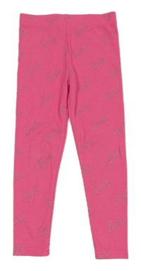 Neonově růžové žebrované legíny s nápisy - Barbie Primark