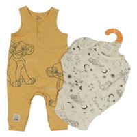 Nové - 2 set - žlutý žebrovaný overal se Simbou + body se Simbou Primark