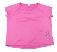 Neonově růžové sportovní tričko s hvězdami Yigga