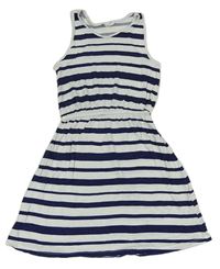 Bílo-tmavomodré pruhované šaty H&M