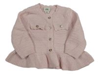 Růžový vzorovaný propínací svetr River Island