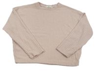 Světlerůžová žebrovaná úpletová crop mikina H&M