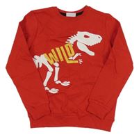 Červená mikina s dinem 