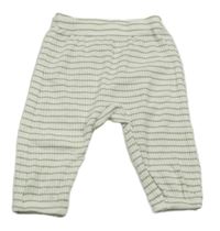 Bílo-zelené pruhované žebrované lehké tepláky H&M