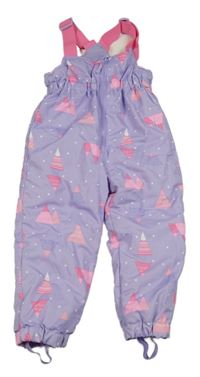 Lila šusťákové laclové oteplovačky s horami 