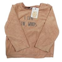 Nové - Růžová sametová mikina s nápisem Hema