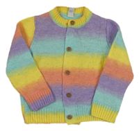 Barevný pruhovaný propínací svetr Tu