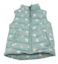 Zelená šusťáková zateplená vesta se srdíčky Dopodopo