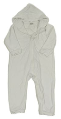 Bílá sametová kombinéza s kapucí 