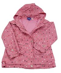 Růžovo-barevná puntíkatá šusťáková jarní bunda s kapucí Lupilu