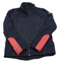 Tmavomodro-růžová jezdecká propínací mikina se šusťákovým prvkem Fouganza