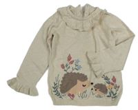 Béžový svetr s ježky a límečkem Tu