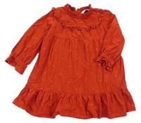 Červené puntíkaté manšestrové šaty M&S