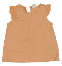 Oranžový top s volánky s madeirou H&M