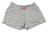 Bílo-zeleno-růžové květované kraťasy Kids