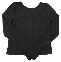 Černé žebrované třpytivé crop triko H&M