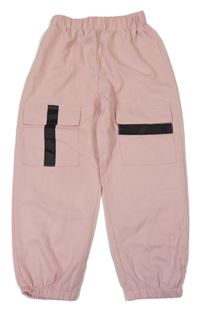 Růžovo-černé cargo cuff kalhoty Shein