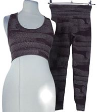 2x Dámský vínový melírovaný sportovní crop top + legíny Persuefitness