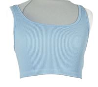 Dámský světlemodrý žebrovaný elastický crop top Primark