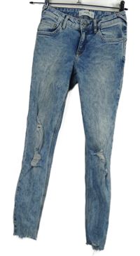 Dámské světlemodré plísňové skinny rifle s prošoupáním Mango vel. 32