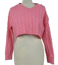 Nové - Dámský růžový vzorovaný crop svetr Primark 