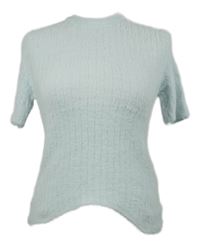 Dámský světlemodrý žebrovaný chlupatý svetr s krátkými rukávy Defacto 