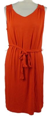 Dámské červené šaty s páskem 