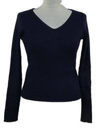 Dámský tmavomodrý žebrovaný svetr Primark 