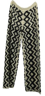 Dámské černo-béžové ažurové pletené kalhoty Primark 