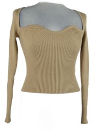 Dámský béžový žebrovaný crop svetr Asos 