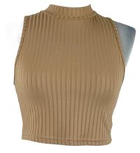 Dámský pudrový žebrovaný crop top Shein 
