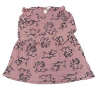 Růžové žebrované bavlněné šaty s kočičkami Disney