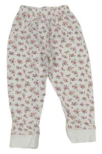 Bílé květované pyžamové kalhoty Tu