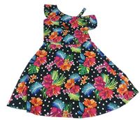 Černé puntíkaté šaty s kytičkami Candy couture